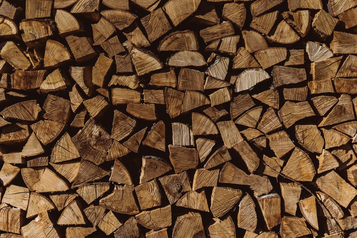 Stères de bois de chauffage coupés et empilés pour l'hiver